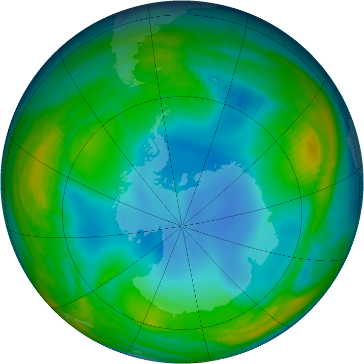 Antarctic ozone map for 30 June 1986